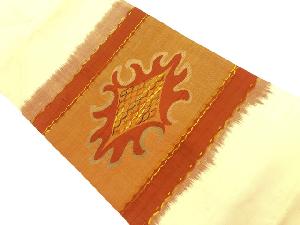 リサイクル　リボン織抽象模様織出し紬名古屋帯